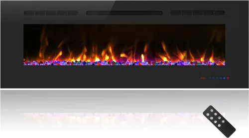 Miniatura 12 de Cheerway Chimenea eléctrica de pared y empotrada de 30 pulgadas con calentador, chimenea de pared lineal con termostato, llama ajustable