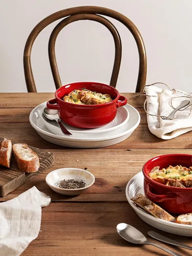 Miniatura 5 de LE TAUCI Cuencos para sopa con asas - 22 oz de cerámica sin plomo para sopa de cebolla francesa, aptos para horno y microondas, diseño resistente al