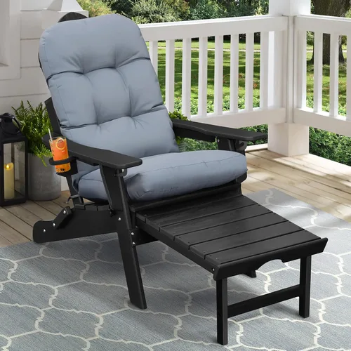 Miniatura 7 de Skypatio Adirondack - Cojín grueso para silla mecedora, impermeable, para patio al aire libre, con respaldo alto, color gris