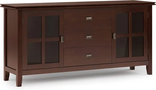Miniatura 21 de SIMPLIHOME Artisan Buffet - Aparador de 3 puertas de madera maciza de 54 pulgadas de ancho en gris envejecido, gabinete de almacenamiento