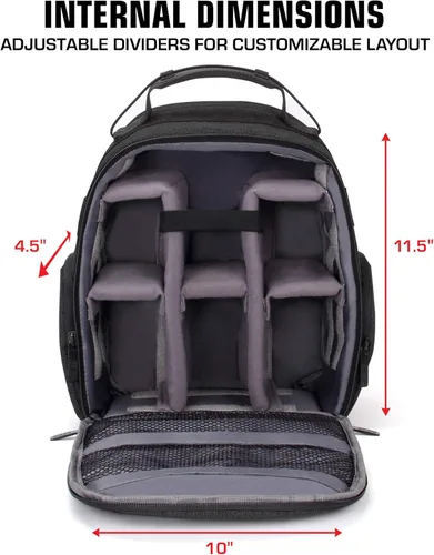 Miniatura 2 de USA Gear Mochila compacta para drones – Funda para dron cuadricóptero RC compatible con DJI Mini 4K, DJI Mini 3, AVIALOGIC, Controller y más Negro