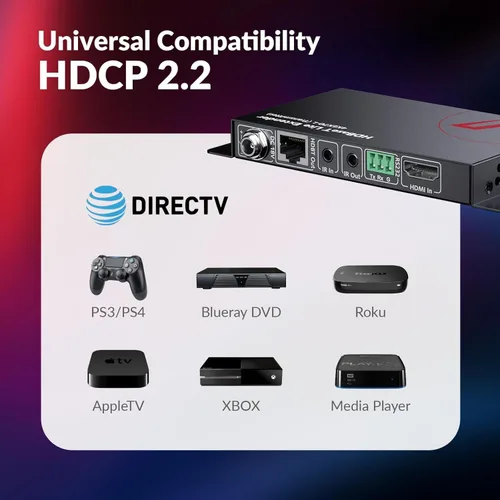 Miniatura 6 de Extensor HDMI HDBaseT de acceso AV sobre Cat6a/7, 4K @60Hz 130 pies/1080P 230 pies, paso bidireccional PoE, IR y RS232, CEC, para cine en casa, sala