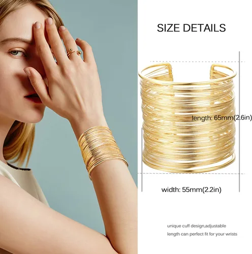 Miniatura 5 de RIOSO 4 Pcs Cuff Bangle Bracelet for Women Open Wide Wire Bracelets Wrist Cuff Wrap Bracelet