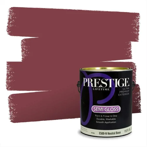 Miniatura 491 de Prestige Paints Pintura exterior e imprimación en uno, 1 galón, plano, coincidencia comparable de Valspar* Amber Rose*