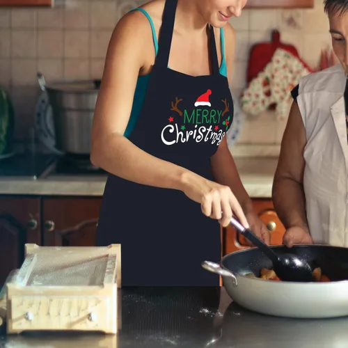 Miniatura 3 de Divertido delantal de Navidad para mujeres y hombres con 2 bolsillos, delantales de cocina de Navidad, regalo para panaderos, mamá, papá, esposa