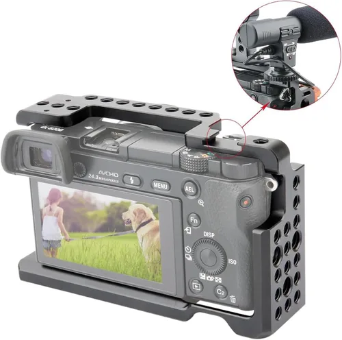 Miniatura 5 de NICEYRIG Jaula para cámara Sony A6300 A6400 A6100 A6000 con rosca 1/4 y zapata fría - 083