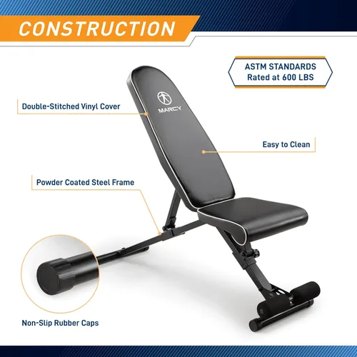 Miniatura 7 de Marcy Foldable Adjustable Utility Weight Bench, Strength Training Home Gym for Full Body Workout