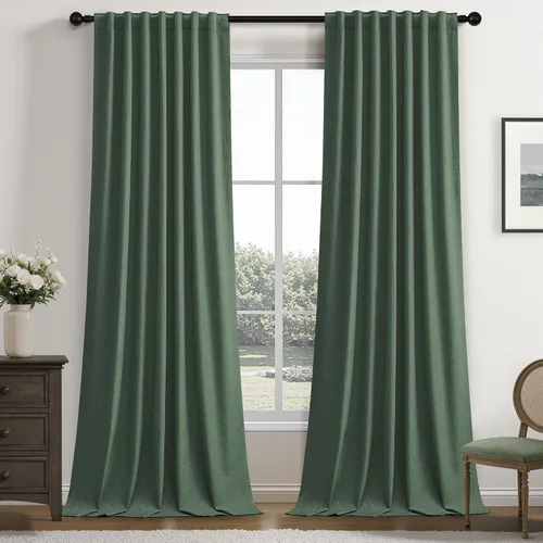 Miniatura 72 de UHITECH - Cortinas opacas beige para sala de estar, cortinas cortas de 35 pulgadas para habitación, cortinas negras para ventanas pequeñas, paneles
