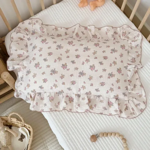 Miniatura 13 de BuLuTu Funda de almohada de algodón para niños pequeños, tamaño estándar, estampado de flores de Galsang, suave funda de almohada de viaje con borde