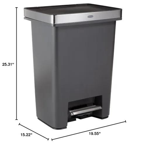 Miniatura 9 de Rubbermaid Premier - Bote de basura de alta capacidad con paso, 19 galones, para basura o reciclaje de flujo simple o doble, color carbón, borde