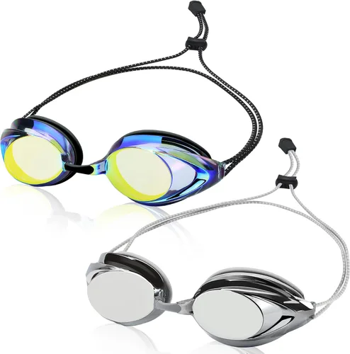 Miniatura 11 de Swim Goggles for Adult Men Women Youth, Bungee Strap Swimming Goggles No Hair Pulling Mirrored/Clear Lens Goggles