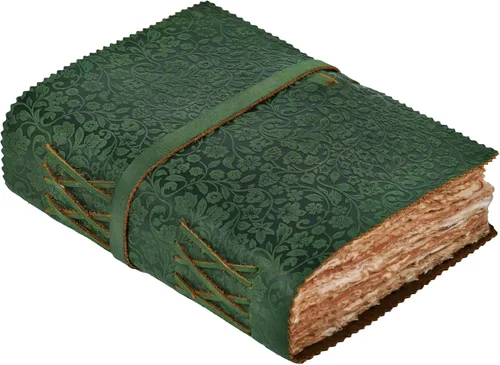 Miniatura 15 de LEATHER VILLAGE Diario floral en relieve encuadernado en cuero para mujeres y hombres, 200 páginas, 6 x 4 pulgadas (A6), negro - Libro de sombras