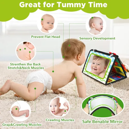 Miniatura 5 de URMYWO Tummy Time Toys - Black and White High Contrast Baby Toy for Newborn - Baby Visual Stimulation Mirror - Montessori Sensory Crinkle Toy for