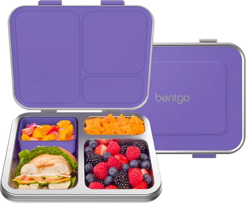 Miniatura 11 de Bentgo Kids - Lonchera de acero inoxidable resistente a derrames para niños, de 3 compartimentos con contenedor de silicona adicional, duradera