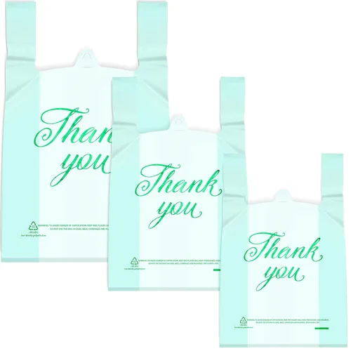 Miniatura 9 de Zonon 200 bolsas de plástico de agradecimiento de 3 tamaños de grosor, 2 mil, bolsas para camisetas de compras con asa para vendedores minoristas
