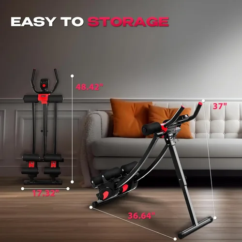 Miniatura 6 de BODY RHYTHM Máquina de entrenamiento de abdominales de doble pista con 4 alturas ajustables, máquina de ejercicio abdominal y núcleo plegable