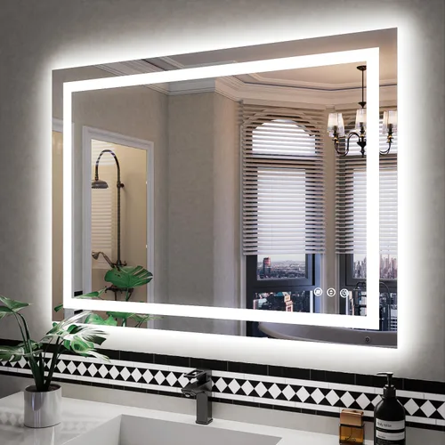 Miniatura 7 de ISKM Espejo LED con marco para baño de 40"x30", espejo de baño LED regulable con luces, antivaho, espejo iluminado frontal y retroiluminado de 3