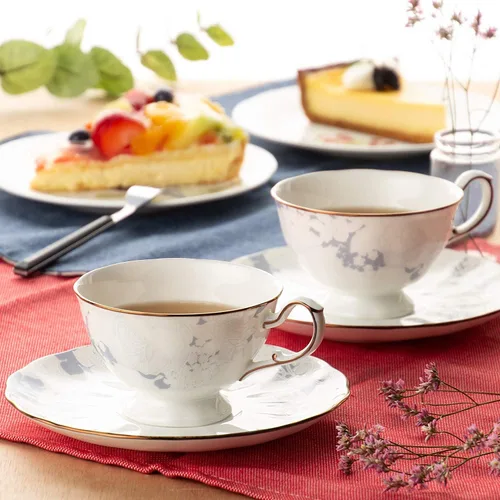 Miniatura 6 de Narumi 52187-6792 - Plato de taza, color rosa blanco, 7.3 onzas líquidas (210 cc), azul, patrón floral, elegante, elegante, regalo, té, café, caja