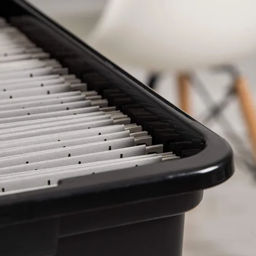 Miniatura 7 de IRIS USA Caja de archivos, organizador de archivos de plástico con tapas para archivos de cartas/legales, caja de documentos portátil para mudanza