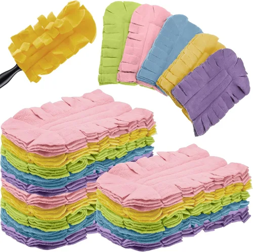 Miniatura 18 de Zubebe 12 piezas de repuesto de plumero de forro polar reutilizables, plumeros planos de plumas, almohadillas de limpieza lavables para múltiples