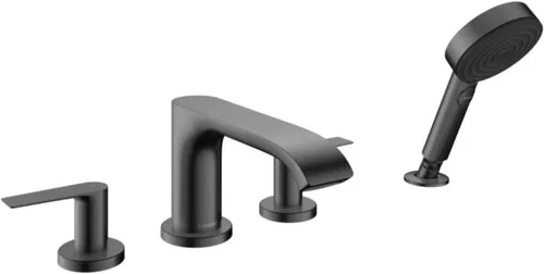 hansgrohe 75443341 Vivenis - Juego de 4 agujeros con ducha de mano de 1.75 GPM en cromo negro cepillado