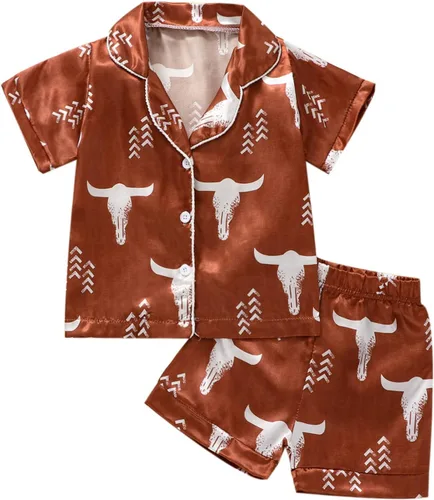 Miniatura 32 de Conjunto de pijama de manga larga con botones para niña pequeña, conjunto de ropa de dormir