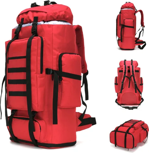 Miniatura 14 de 70L/100L senderismo camping mochila MOLLE mochila impermeable Daypack para viajar, Caqui, Mochila de senderismo 100l