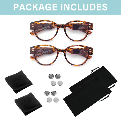 Miniatura 7 de Paquete de 2 lupas con luz de lectura con luces, lectores LED brillantes, lentes de lectura iluminados, anteojos de bloqueo de luz azul, lupa
