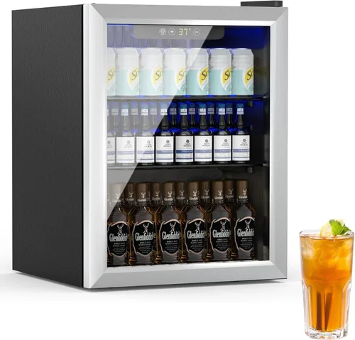Miniatura 8 de Erivess - Refrigerador compacto para bebidas, 24 latas/0.9 pies cúbicos con puerta frontal de vidrio para refrescos, cerveza o vino, refrigerador