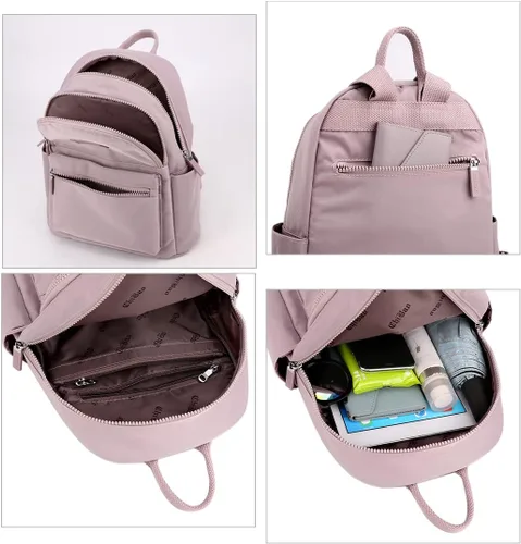 Miniatura 6 de Collsants Pequeña mochila de nailon para mujer, ligera, mini mochila de viaje, Rosado, Mochila de moda