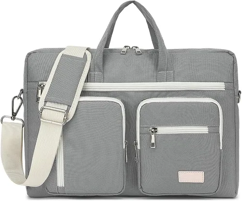 Miniatura 20 de canvaslife Bolso mensajero de hombro para computadora portátil con patrón de cuadros negro agua para portátil de 16 pulgadas y 15.6 pulgadas-16
