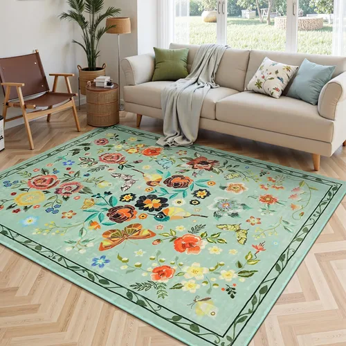 Miniatura 17 de Rugflix Alfombras de área de 8 x 10 pies para sala de estar, alfombra grande lavable, resistente a las manchas, pelo bajo, alfombra oscura moderna