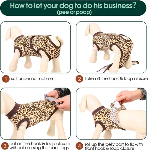 Miniatura 5 de Kuoser Traje de cirugía para perro, cómodo traje de recuperación para perros hembras para cirugía, mameluco protector posoperatorio, alternativa