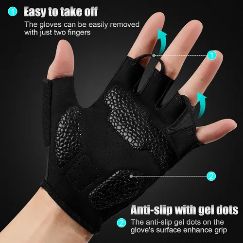 Miniatura 5 de Guantes de ciclismo para hombres y mujeres, guantes de ciclismo de medio dedo, guantes de bicicleta, guantes de entrenamiento adecuados