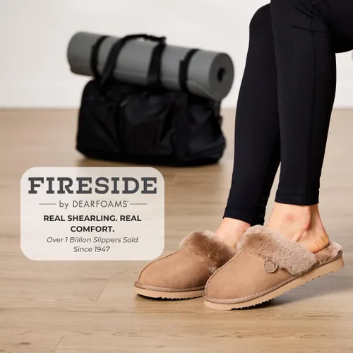Miniatura 102 de Dearfoams Fireside Sydney Pantuflas anchas de piel de oveja para mujer, para interiores y exteriores
