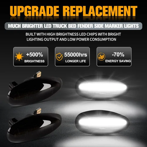 Miniatura 2 de Gempro Luces Marcadoras Laterales LED Blancas de Guardabarros Dually para Chevy Silverado GMC Sierra 2500 3500 2001-2014 de Doble Rueda Trasera