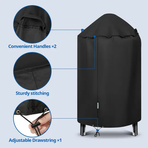 Miniatura 4 de SunPatio Cubierta redonda para ahumador de 30 pulgadas, resistente e impermeable, para parrilla Weber, Charbroil, Char-Griller Kamado y más