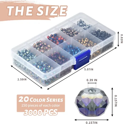 Miniatura 3 de 3000 cuentas de cristal facetadas Rondelle de 0.157 in en 20 colores para la fabricación de joyas 0.157 in Rondelle 5