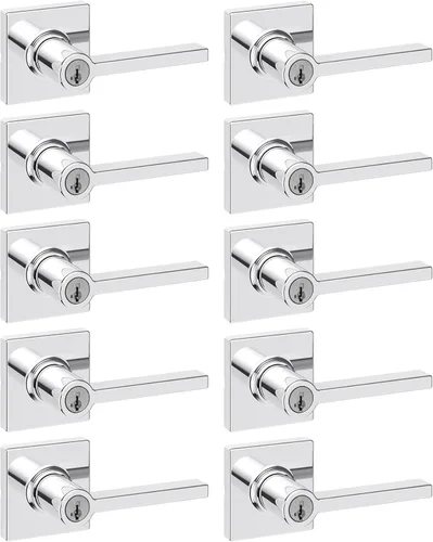 Miniatura 50 de Kwikset Casey - Manija de puerta de paso interior, palanca para puertas de armario y pasillo, manija reversible sin bloqueo, negro mate