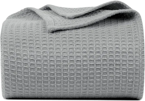 Miniatura 14 de Bed Bath & Home - Manta de 100% algodón, ligera y transpirable, buena para todas las estaciones, suave y acogedora. Blanco