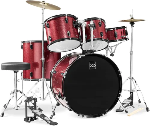 Miniatura 14 de Best Choice Products Juego completo de batería para adultos de 5 piezas con soportes de platillo, taburete, pedal de tambor, palos, piso Tom - negro