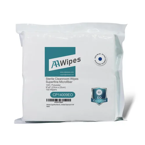 AAwipes Toallitas estériles para salas limpias de 9 x 9 pulgadas, 140 GSM, limpiaparabrisas de microfibra de poliéster esterilizado EO, bolsa de 150