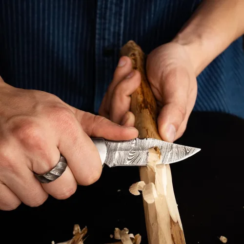 Miniatura 7 de Cuchillo de bolsillo de hueso de camello de acero damascus para hombres, regalos plegables de cuchillo de hoja para él, cuchillos hechos a mano