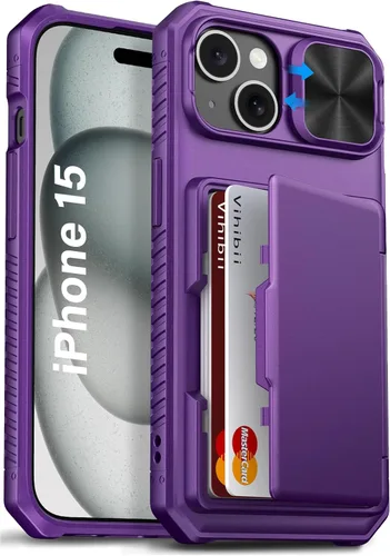 Miniatura 66 de Vihibii Funda para iPhone 13 Pro Max/iPhone 12 Pro Max con tarjetero (4 tarjetas) [bloqueo RFID] y cubierta de cámara deslizante, protección contra