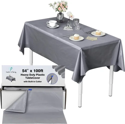 Miniatura 160 de Rollo de plástico para cubierta de mesa color verde manzana, 40 pulgadas x 100 pies, rollo de plástico resistente para cubierta de mesa de banquetes