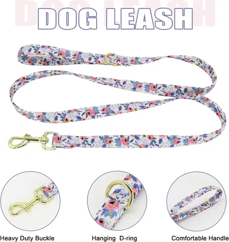 Miniatura 4 de Beirui Collares, arneses y correas para perritas lindas - Juego de collar y correa ajustable para perros con flor - Chaleco arnés de malla suave Azul