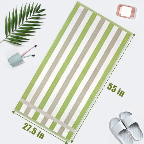 Miniatura 5 de Jacquotha Paquete de 2 toallas de ducha a rayas, toallas de baño superabsorbentes de secado rápido para uso diario, juego de toallas de baño grandes