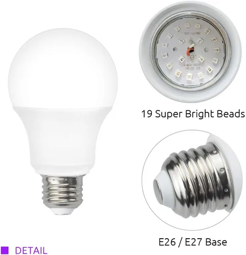 Miniatura 3 de Bombillas LED negras UV, bombilla LED negra E26 de 9 W, luces negras para fiesta brillante, dormitorio, póster fluorescente de luz negra, pintura