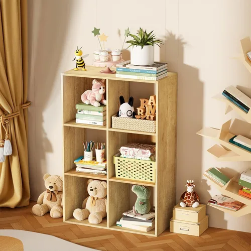 Miniatura 7 de Organizador de almacenamiento con panel trasero cerrado, estantes de madera de 13.5 pulgadas para cubículos, resistente, estantería para sala