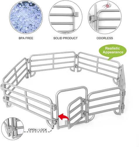 Miniatura 3 de Volnau Juego de 16 piezas de juguetes para valla de caballo, accesorios de panel, figuras de granja, figuras de animales de granero para niños